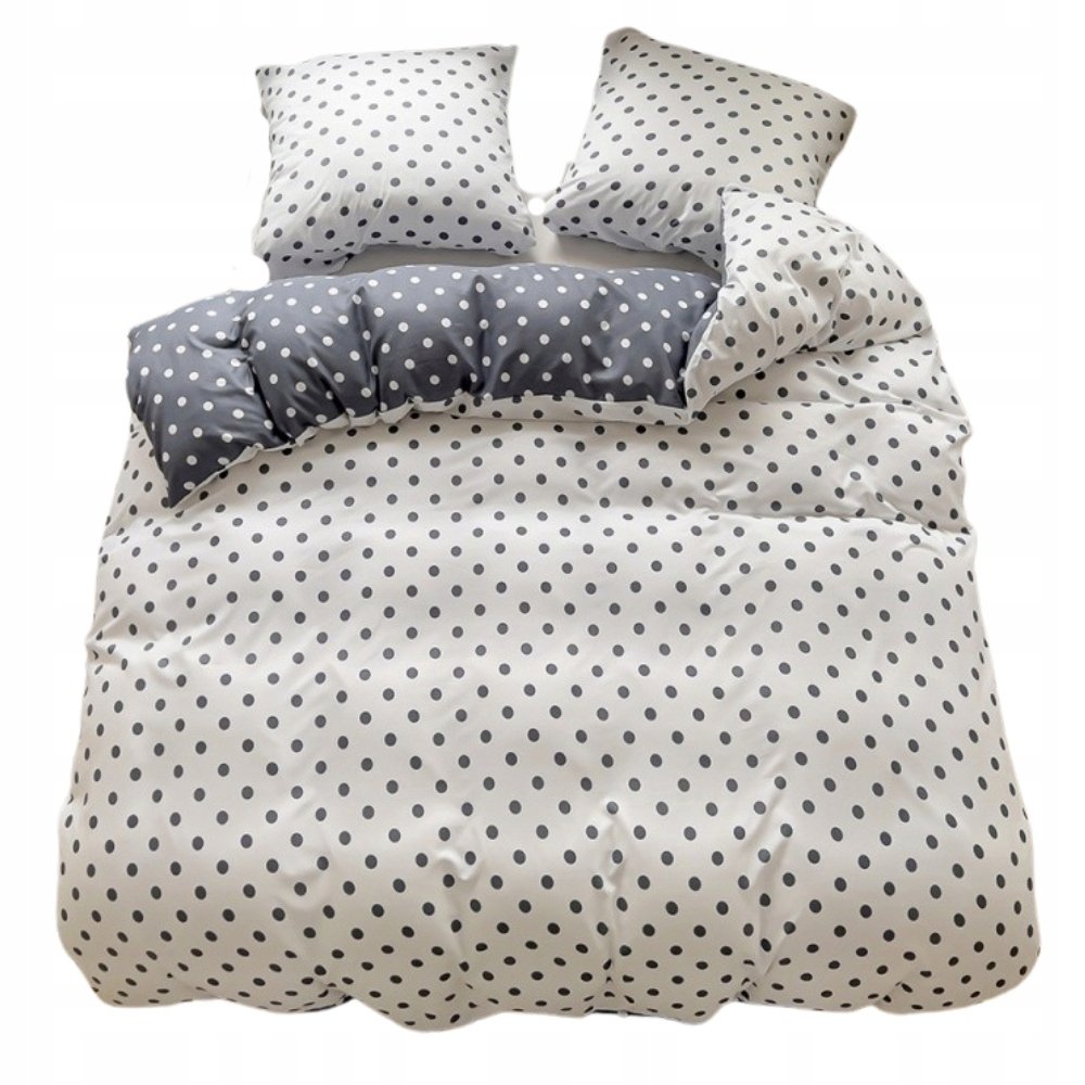 POŚCIEL 200x220 DWUSTRONNA BAWEŁNA SATYNA GierekHoff KOMPLET 3 cz. kropki
