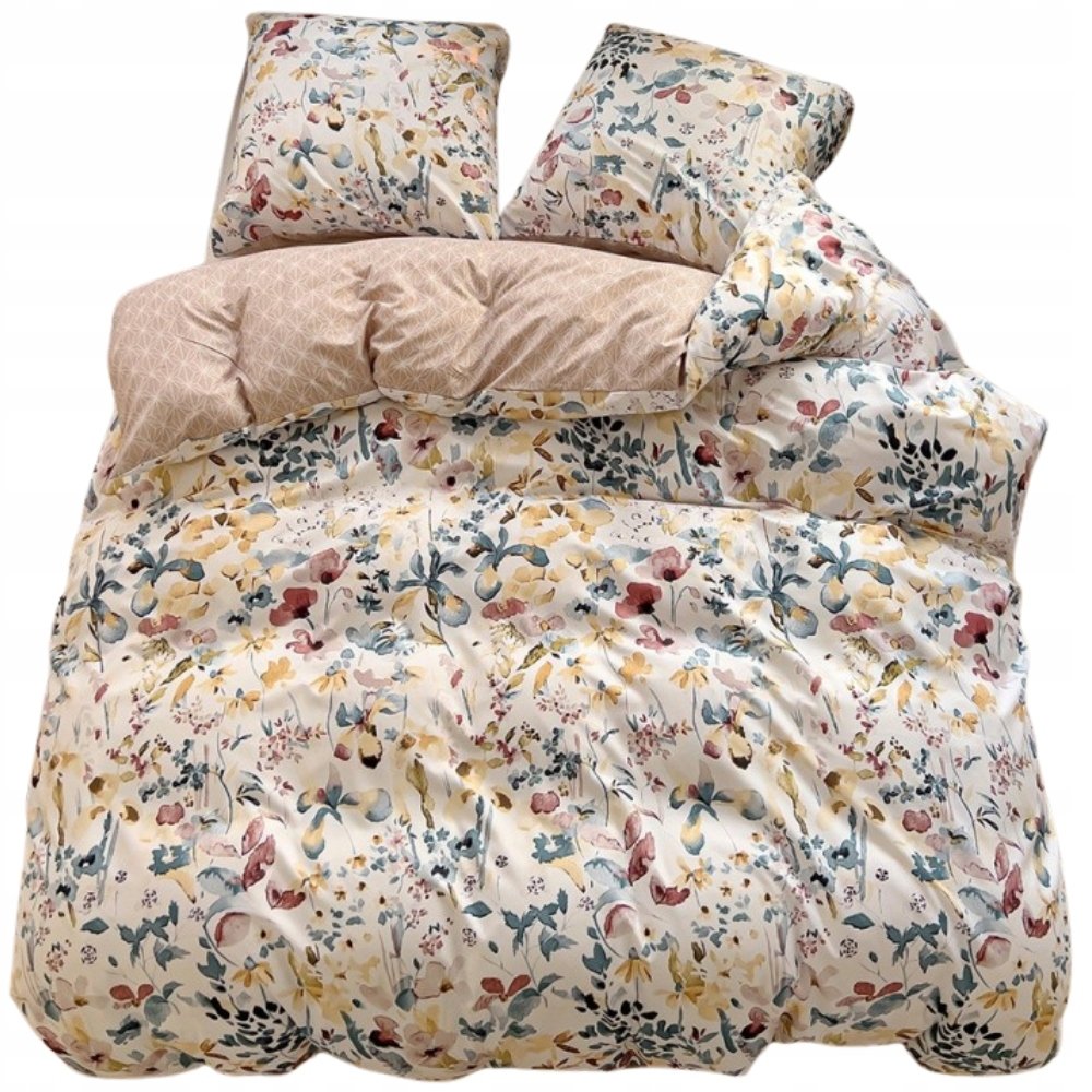 POŚCIEL 140x200 DWUSTRONNA BAWEŁNA SATYNA GierekHoff KOMPLET 2 cz. MAL/NATU