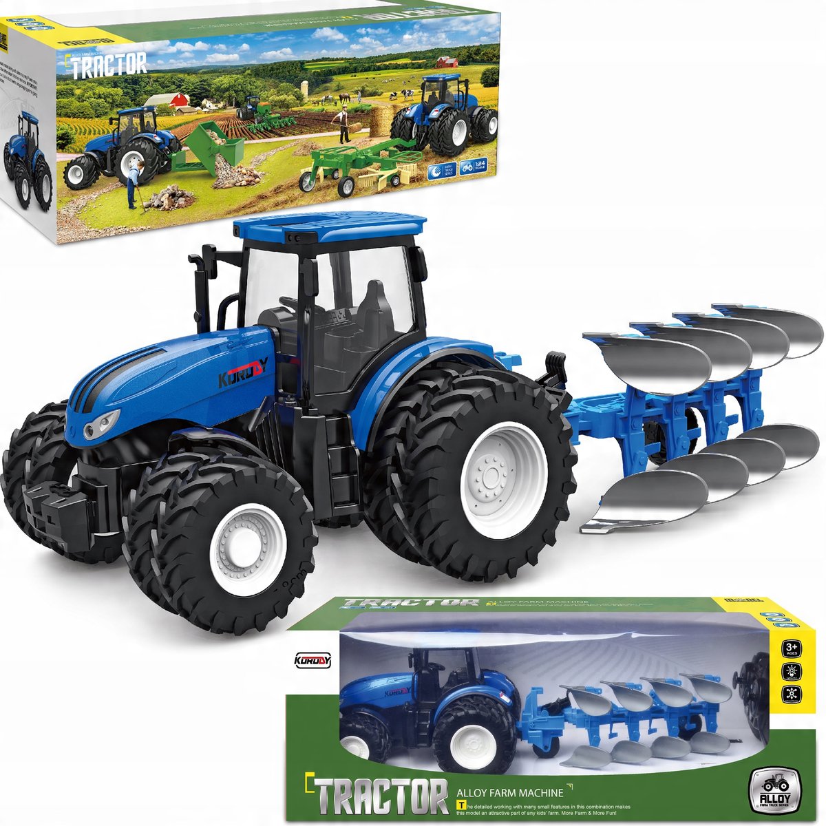 2 x TRAKTOR ZDALNIE STEROWANY PODNOŚNIK PŁUG OBRACANY CICHE GUMOWE KOŁA MAT