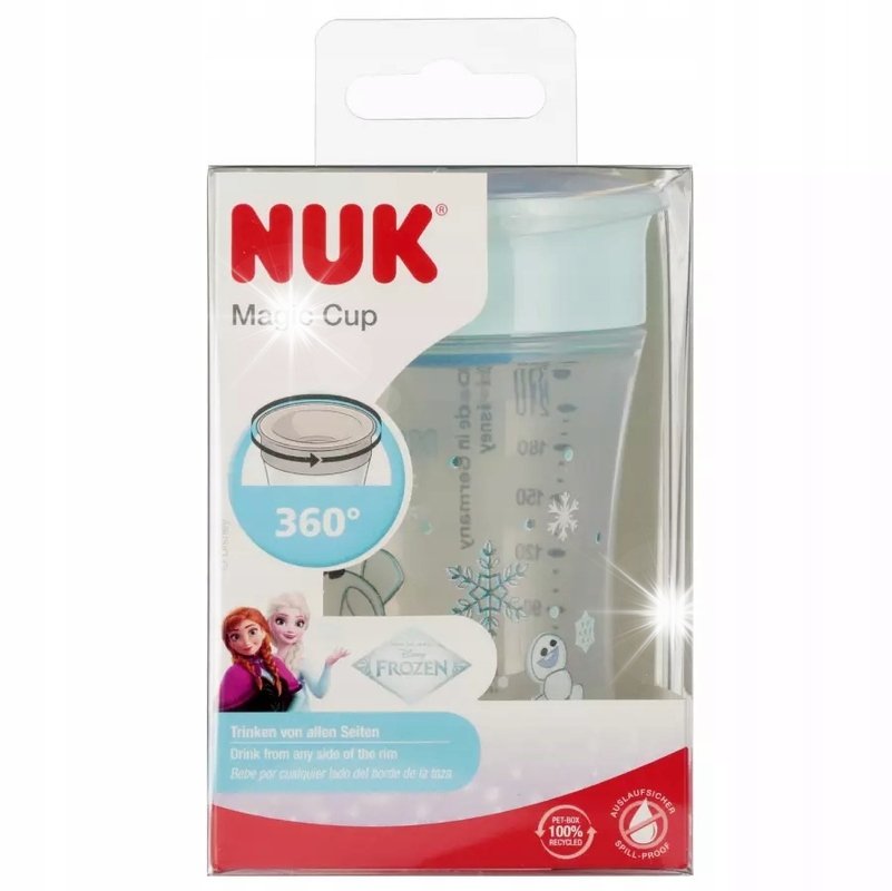 NUK KUBEK 230ml 8m+ MAGIC NIEKAPEK USTNIK 360 DO NAUKI FROZEN KRAINA LODU