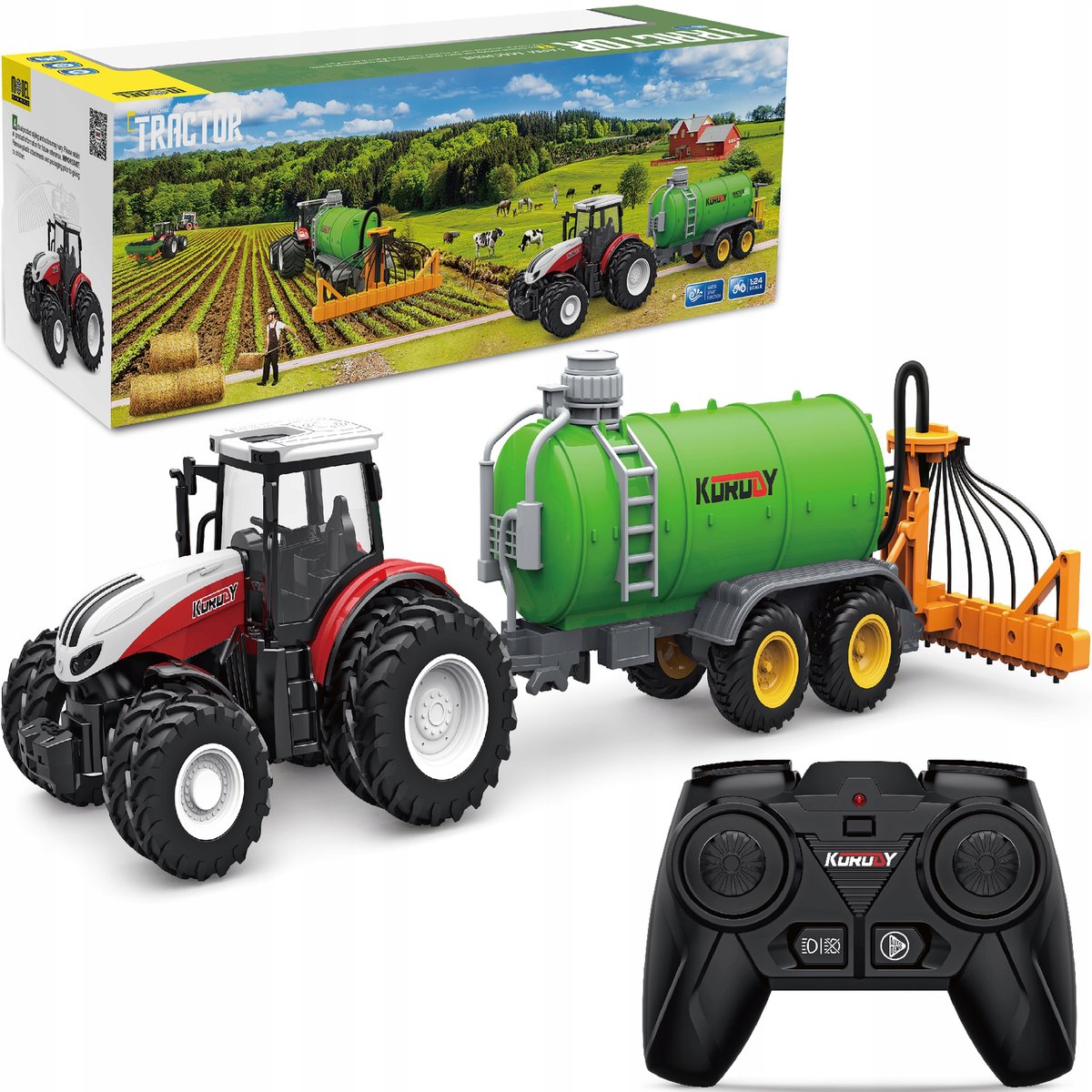 2 x ZDALNIE STEROWANY TRAKTOR Przyczepa WÓZ ASENIZACYJNY PODWÓJNE KOŁA MATA