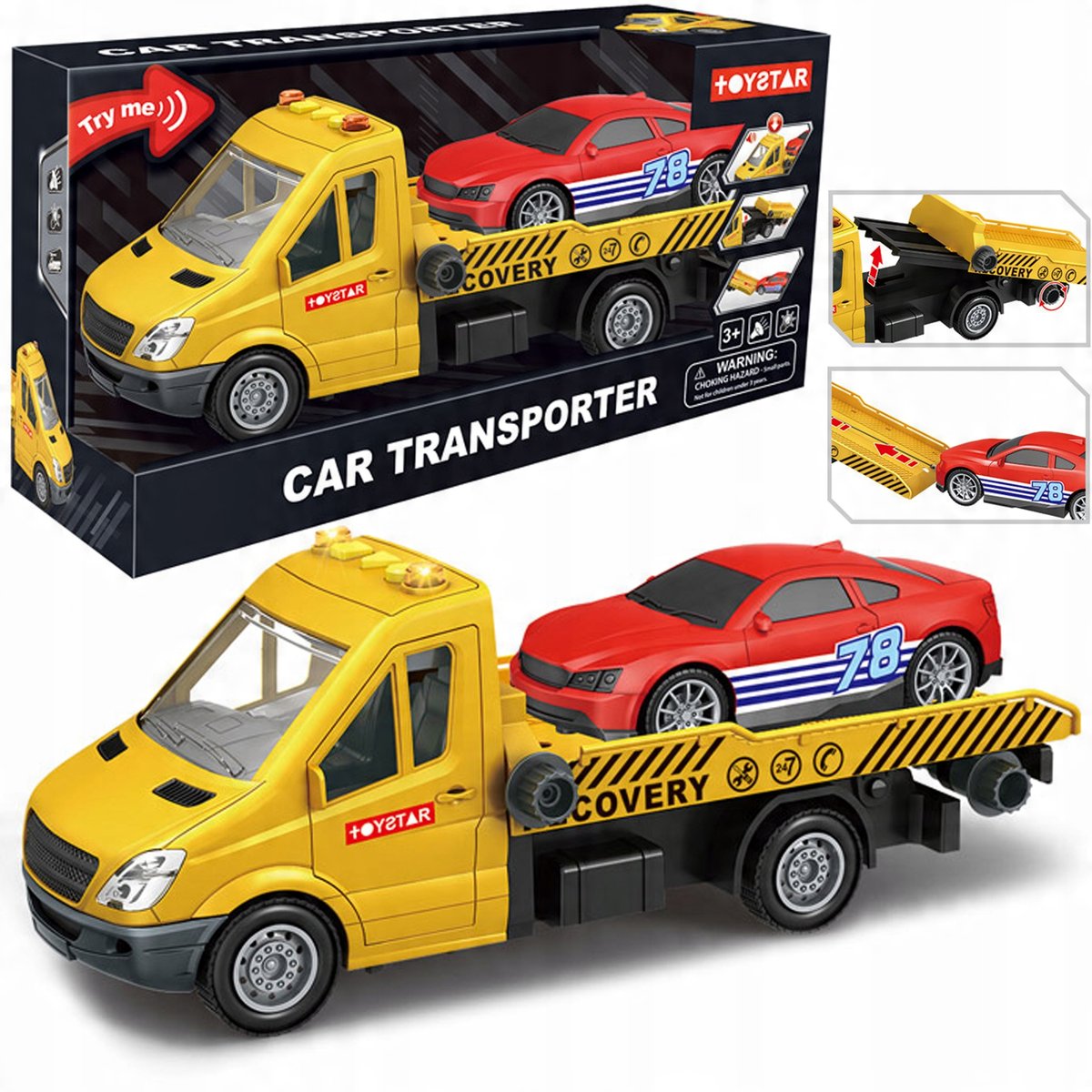 2 x HOLOWNIK LAWETA AUTO POMOC DROGOWA XL GUMOWE KOŁA DŹWIĘK ŚWIATŁA MATADI