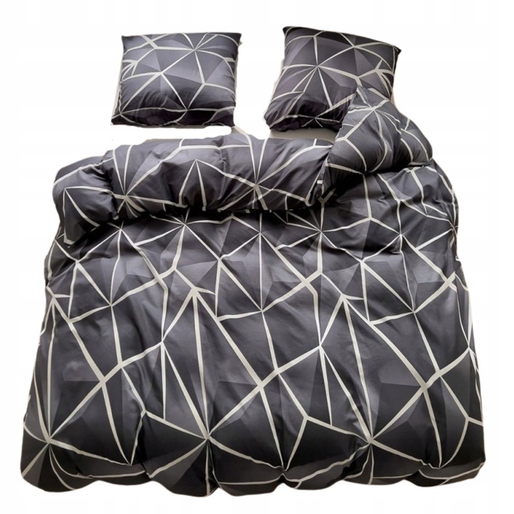 POŚCIEL 200x220 DWUSTRONNA BAWEŁNA SATYNA GierekHoff KOMPLET 3 cz. trójkąty