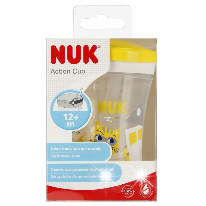 NUK KUBEK ZE SŁOMKĄ 230ml 12m+ ACTION CUP DO NAUKI PICIA