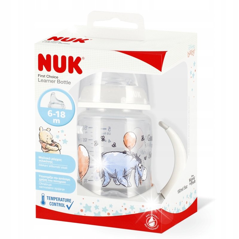 NUK KUBEK NIEKAPEK BUTELKA DO NAUKI PICIA 150ml 6m+ Z UCHWYTEM DISNEY KUBUŚ