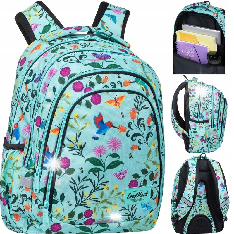 PLECAK SZKOLNY MŁODZIEŻOWY DLA DZIEWCZYN W KWIATY COOLPACK CP