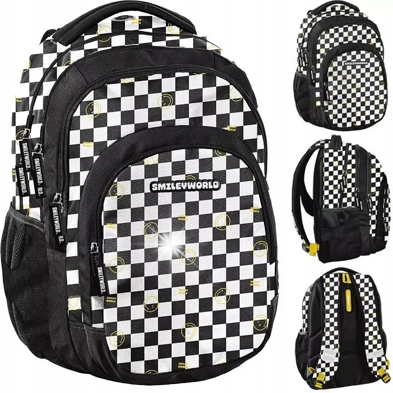 PLECAK SZKOLNY MŁODZIEŻOWY SZACHOWNICA EMOTIKONY SMILE KRATA