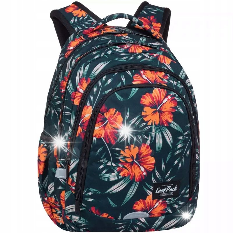 PLECAK SZKOLNY MŁODZIEŻOWY DLA DZIEWCZYN CZARNY W KWIATY COOLPACK CP
