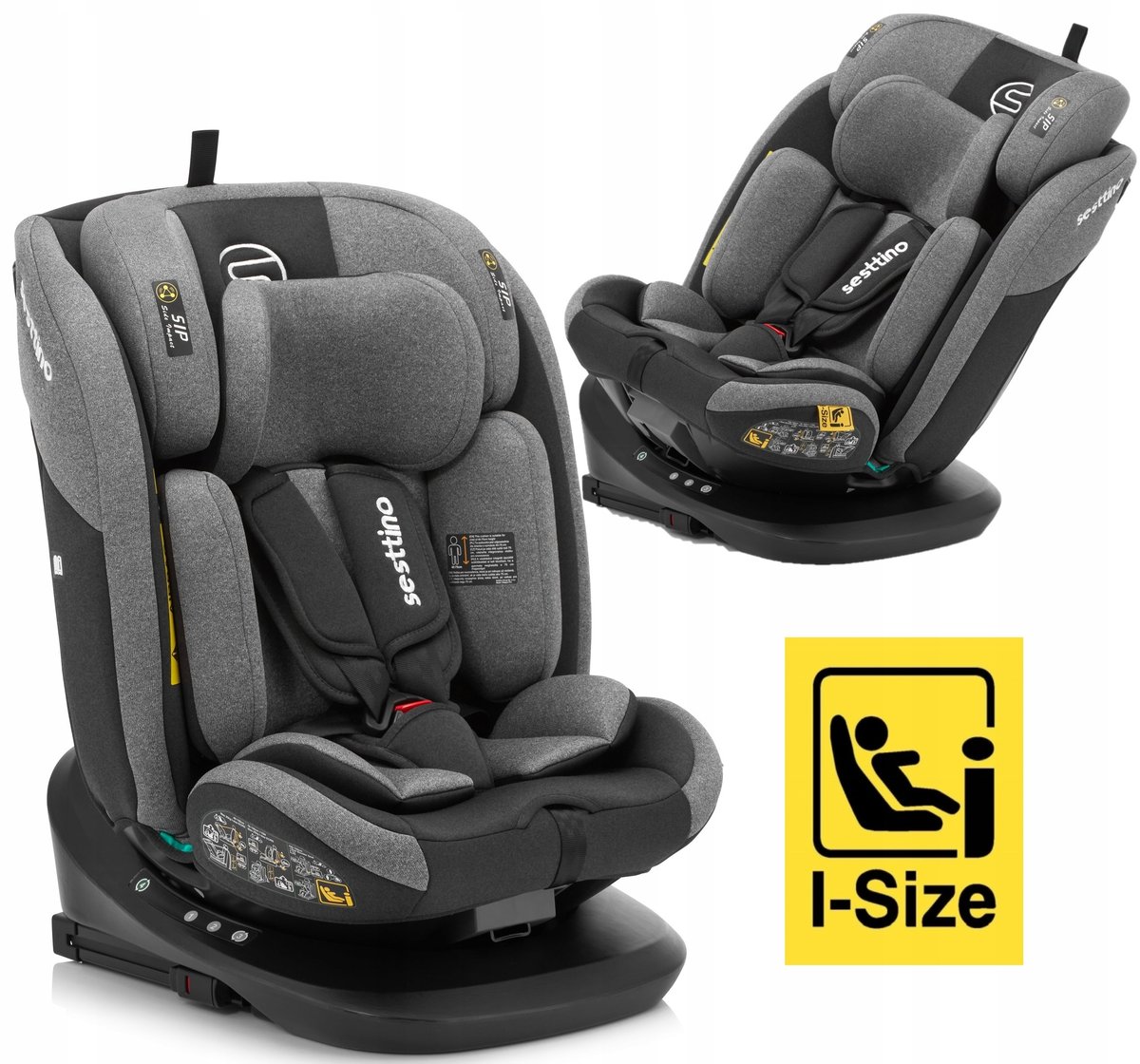 2 x Fotelik samochodowy i-Size 40-150cm Sesttino Oktagon Pro 0-36kg ISOFIX