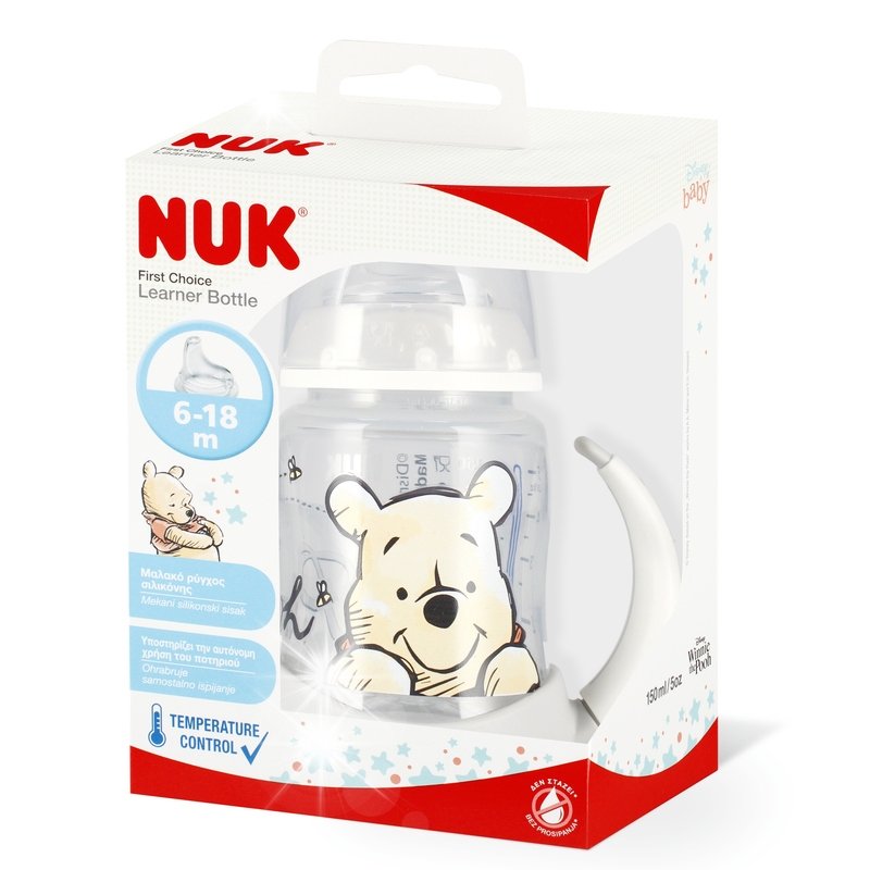 NUK BUTELKA DO NAUKI PICIA KUBEK NIEKAPEK 150ml 6m+ Z UCHWYTEM DISNEY KUBUŚ