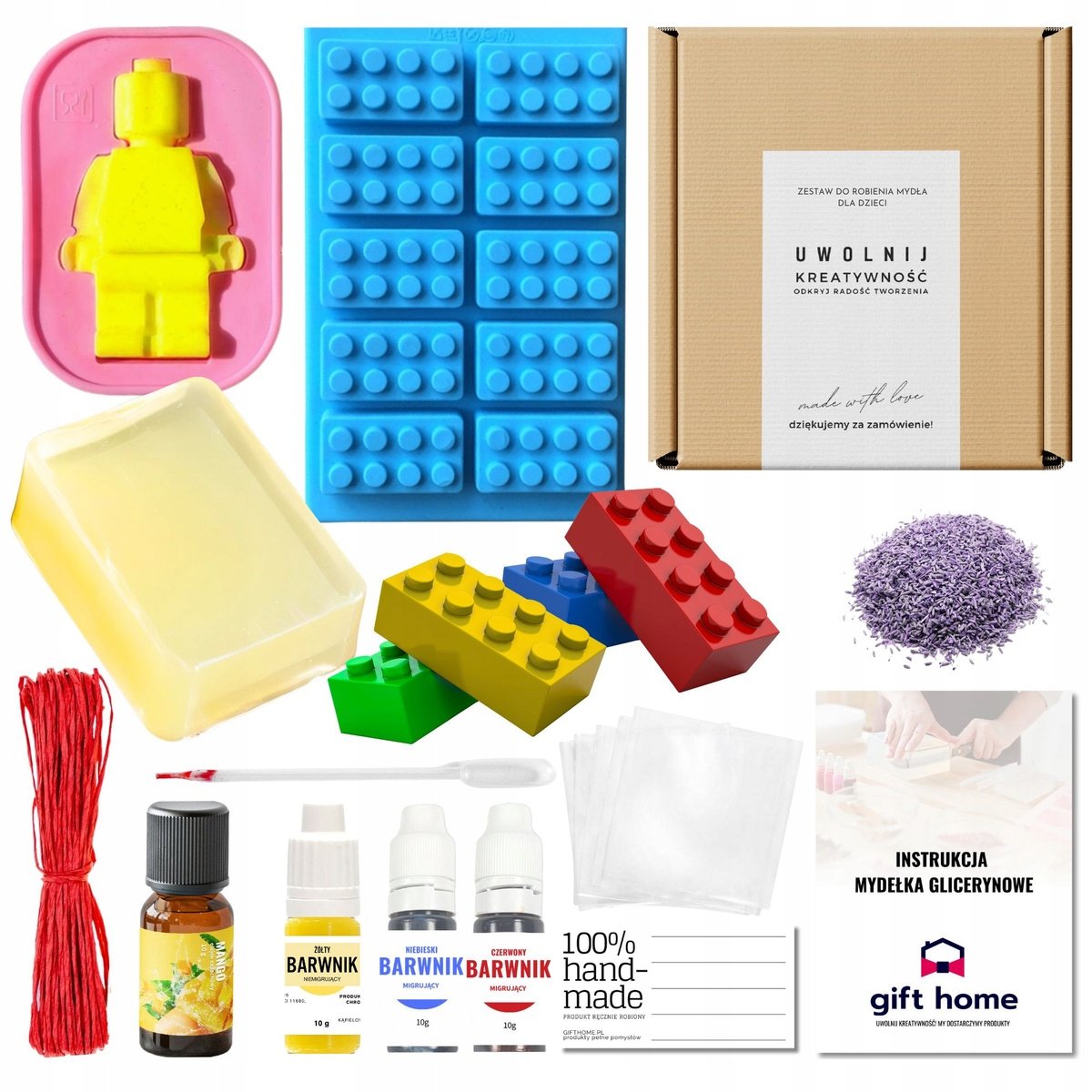 Zestaw DIY do robienia mydełek w kształcie klocków dla dzieci