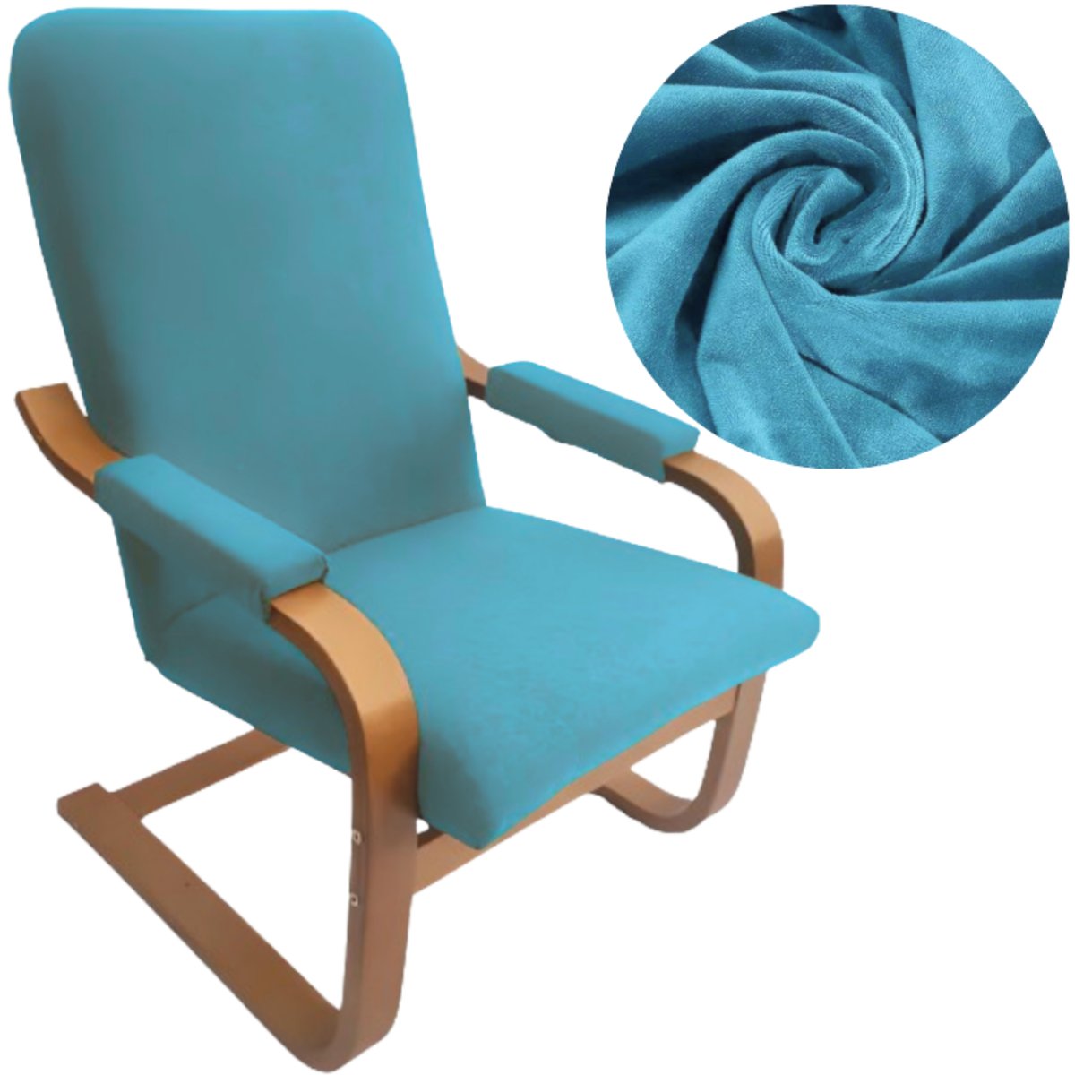 POKROWIEC NA FOTEL FINKA ELASTYCZNY WELUR PLUSZ PREMIUM TURKUSOWY