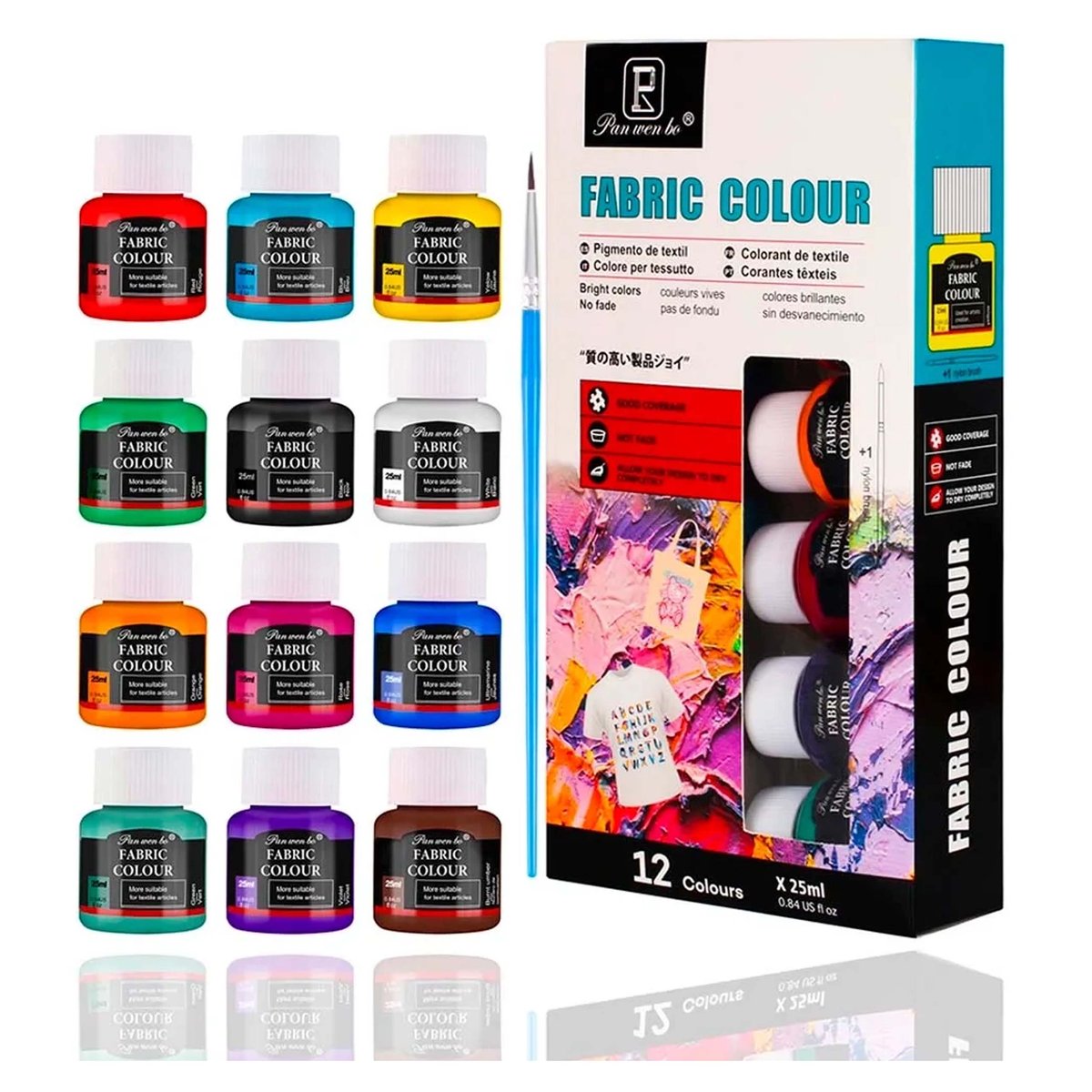 Duży Zestaw Farby Barwnik 12x25ml do Malowania Tkanin Jeans Bawełna Len Ubrań