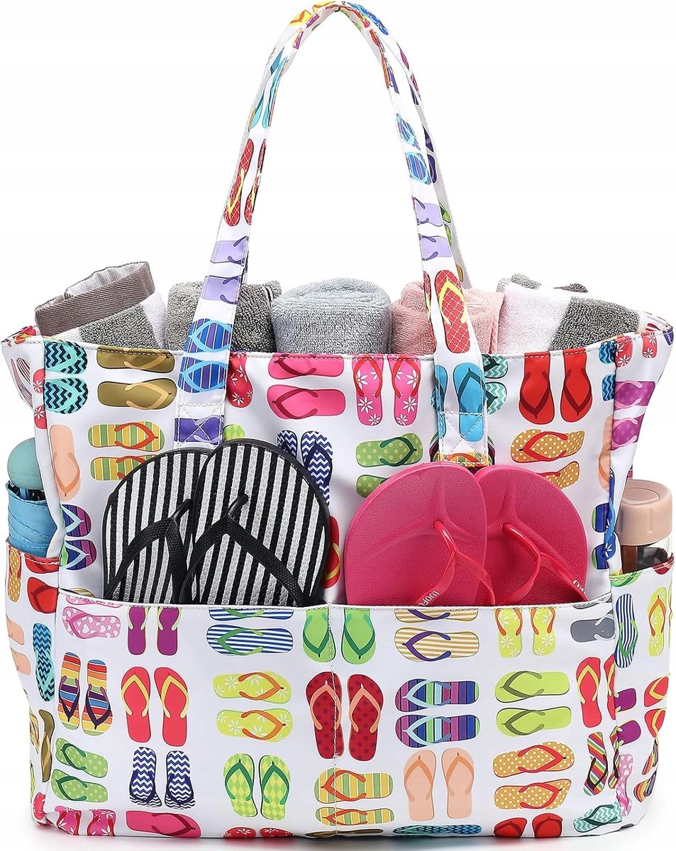 Torba Plażowa Duża Rodzinna Wodoodporna Z Kieszeniami Na Mokre Rzeczy