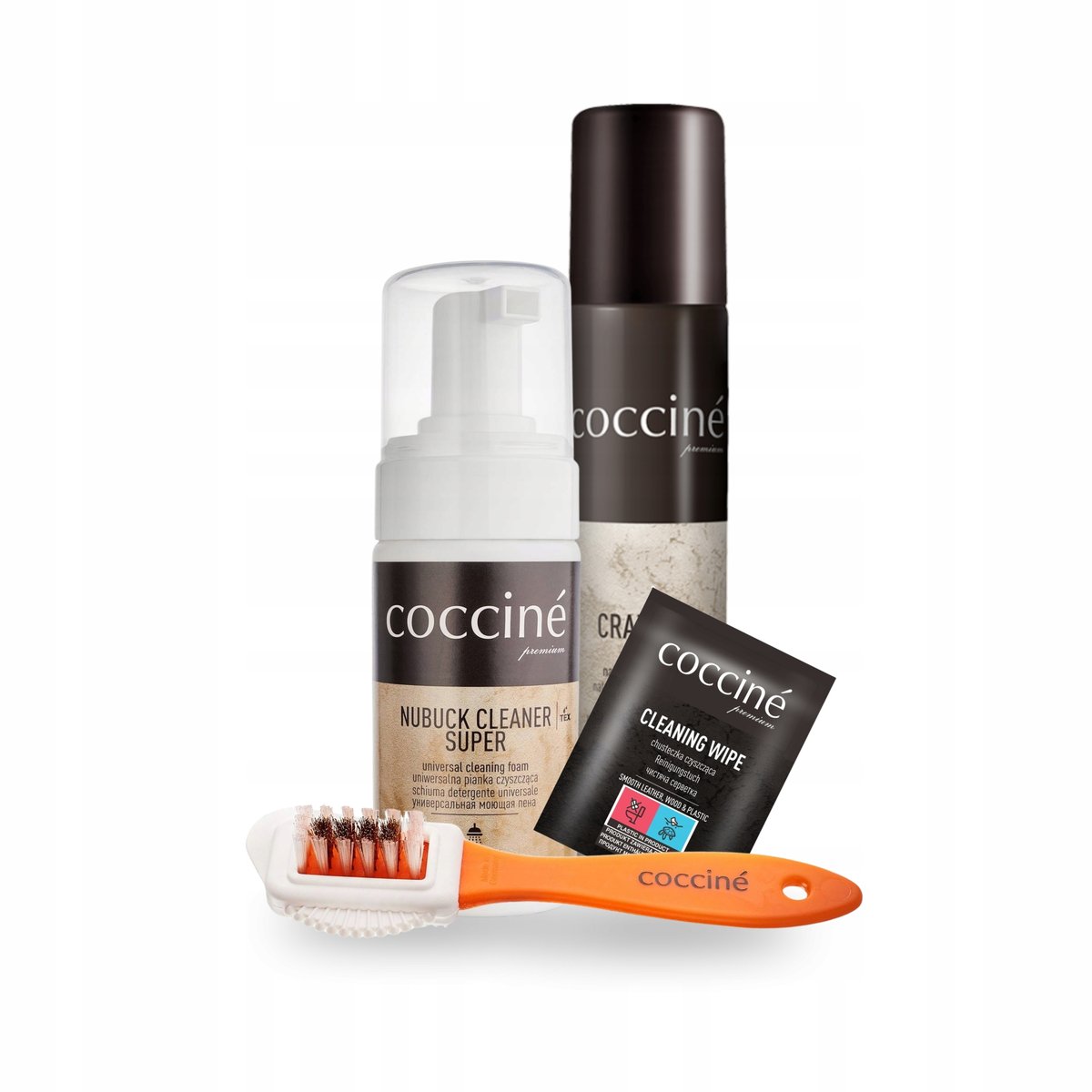 Do Pielęgnacji i Czyszczenia Butów z Zamszu Nubuku Coccine Zestaw 4 w 1