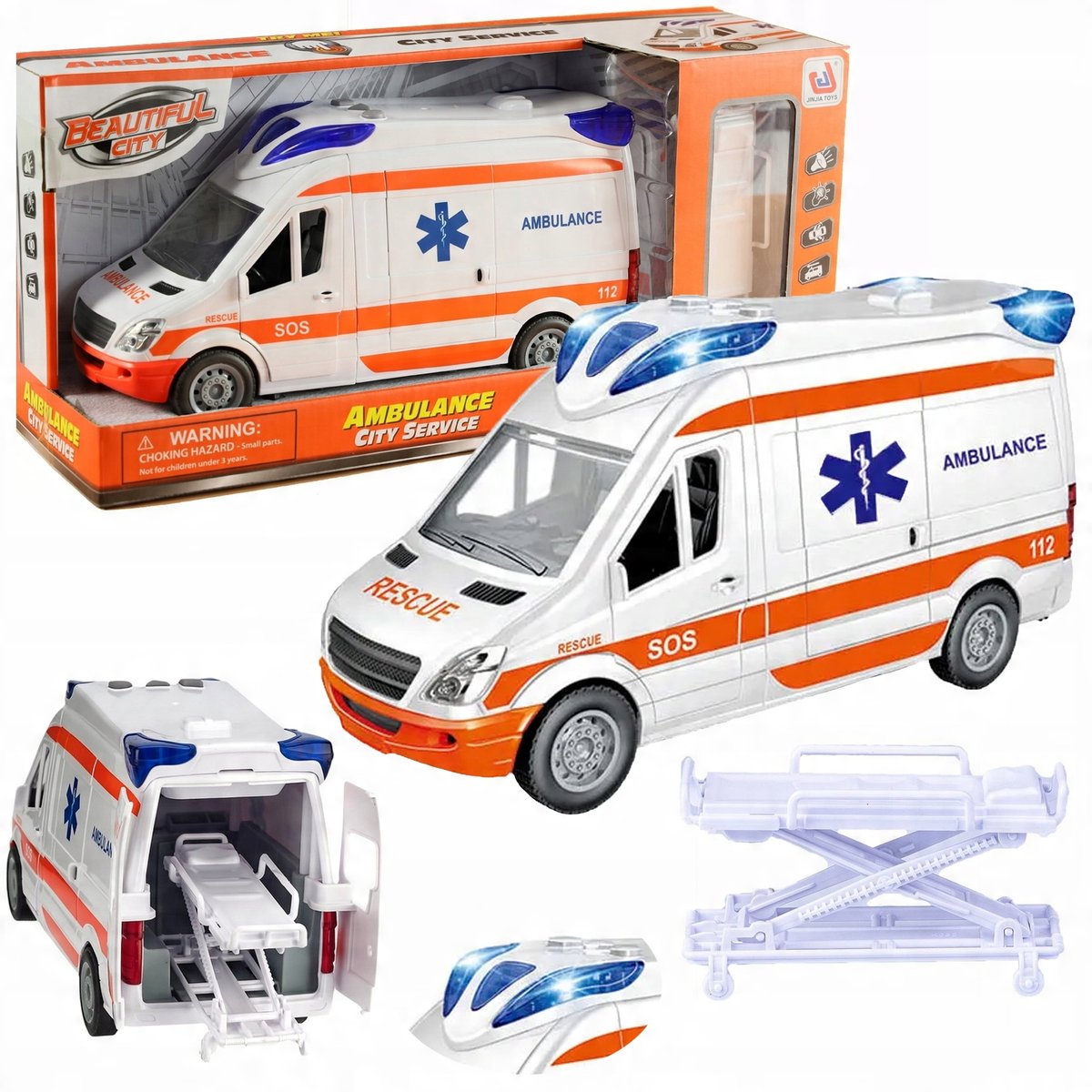 2 x Ambulans Karetka Pogotowia Auto z Dźwięk Pogotowie Światło Otwierane Dr