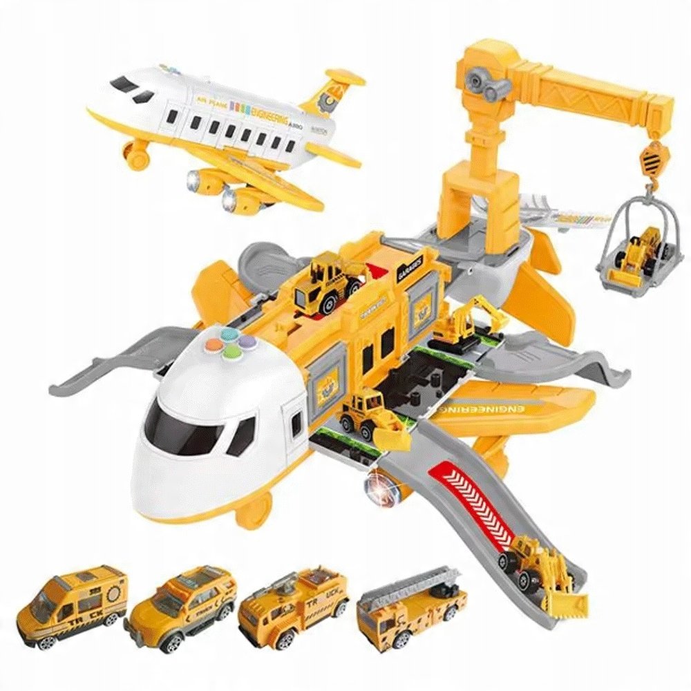 2 x DUŻY Samolot Służby KLOCKI Rozkładany INTERAKTYWNY ŚWIATŁA DŹWIĘKI MATA