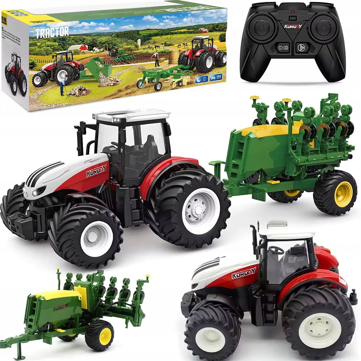 2 x ZDALNIE STEROWANY TRAKTOR Siewnik Pasowy Kukurydza Ciche KOŁA ŚW/DŹ MAT