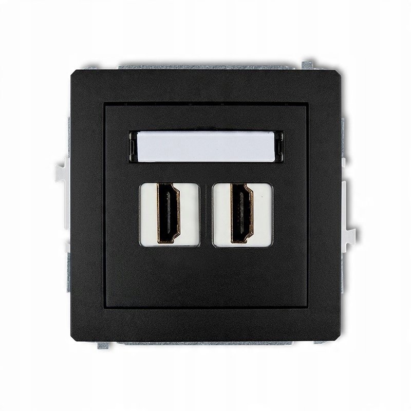 2 x 2 x GNIAZDO HDMI 2.0 PODWÓJNE KARLIK DECO CZARNY MAT