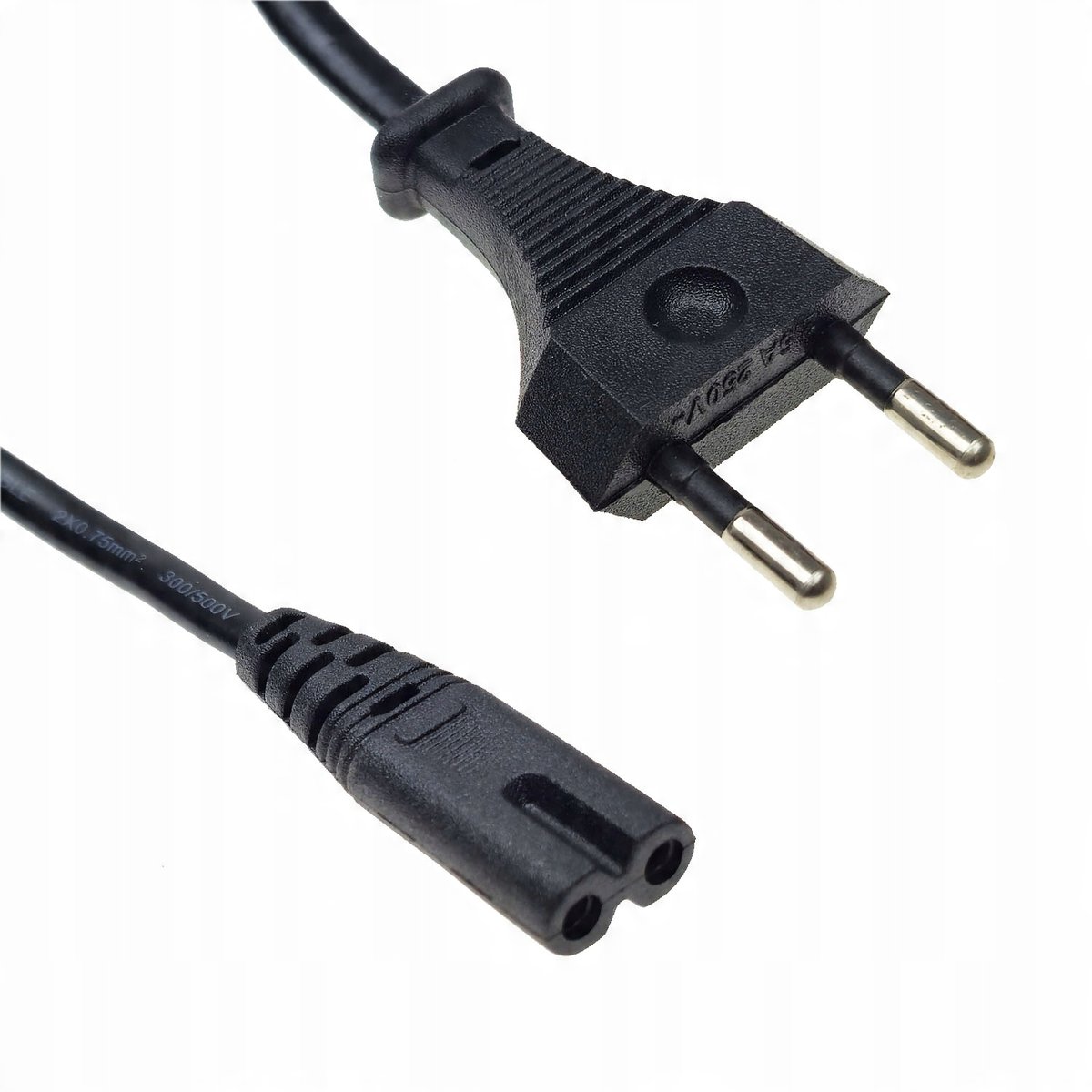 2 x Przewód sieciowy C7 0.3m prosty -> prosty do zasilacza / sprzętu RTV