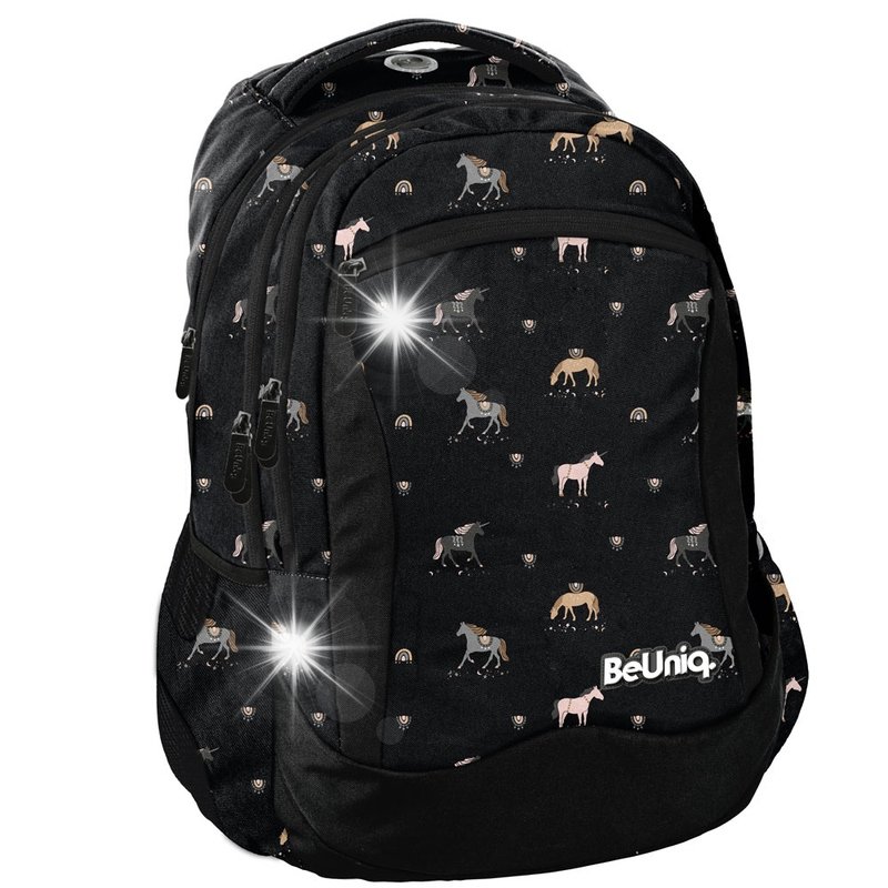 PLECAK SZKOLNY MŁODZIEŻOWY CZARNY KONIE