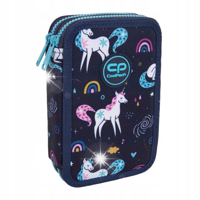 PIÓRNIK SZKOLNY DWUKOMOROWY Z WYPOSAŻENIEM DLA DZIEWCZYNKI JEDNOROŻCE CP