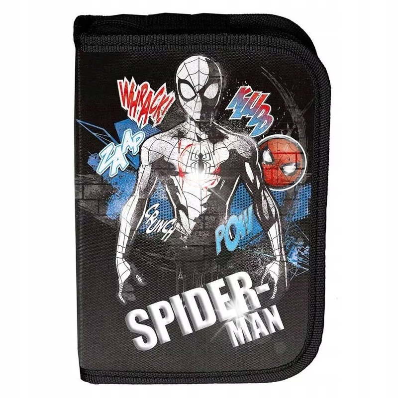 PIÓRNIK SZKOLNY Z WYPOSAŻENIEM DWUKLAPKOWY DLA CHŁOPCA SPIDERMAN