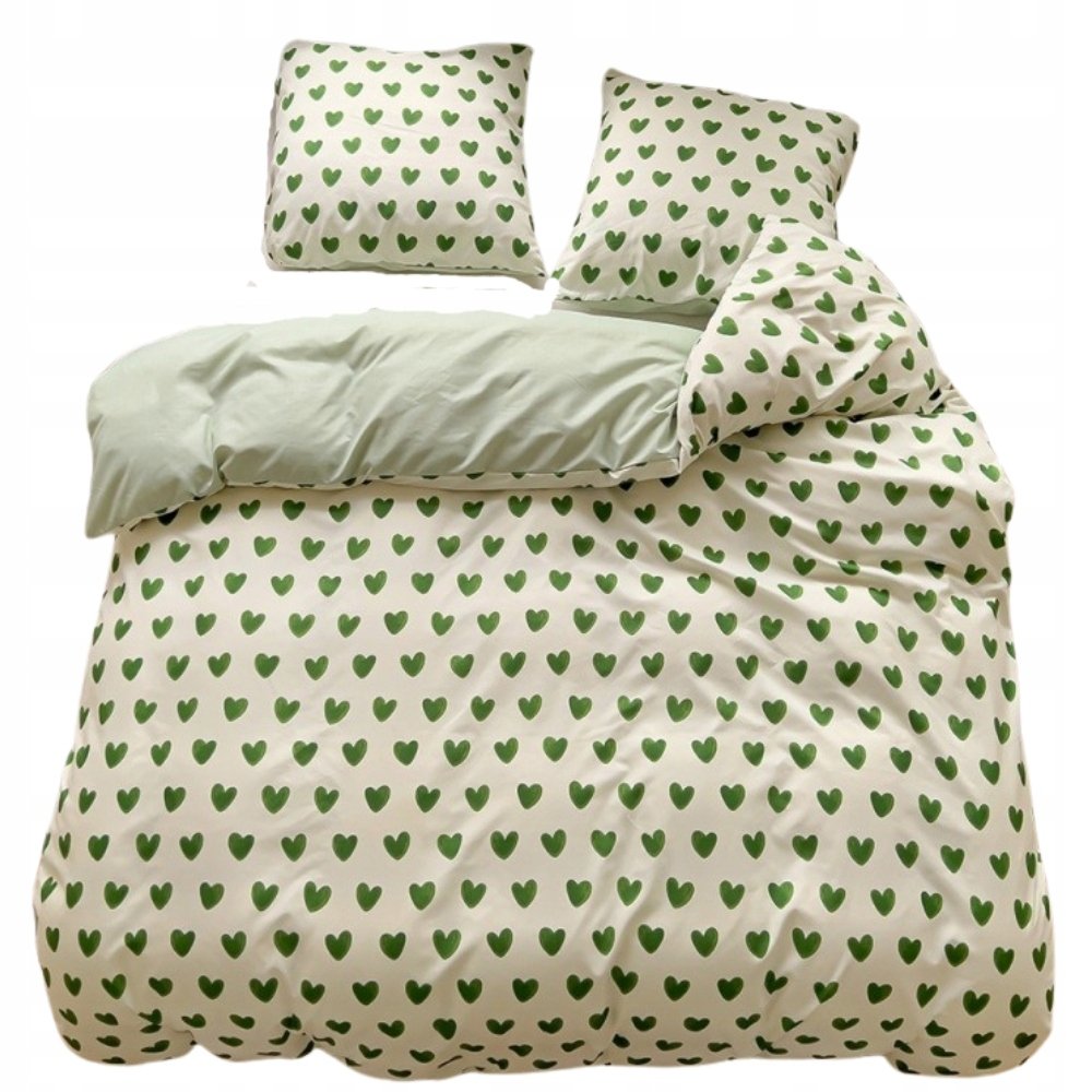 POŚCIEL 160x200 DWUSTRONNA BAWEŁNA SATYNA GierekHoff KOMPLET 3 cz. ZIE/SERD