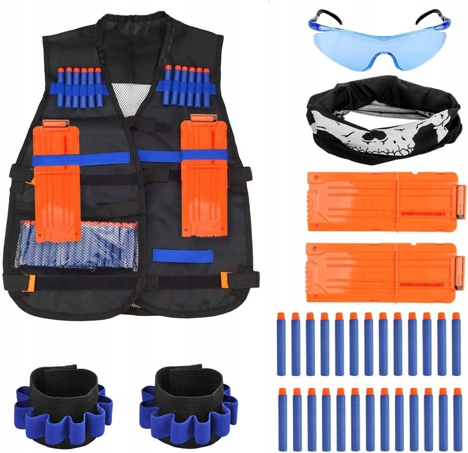 Zestaw Taktyczny Do Nerf N-Strike Elite Kamizelka Maska Okulary Bransoletki
