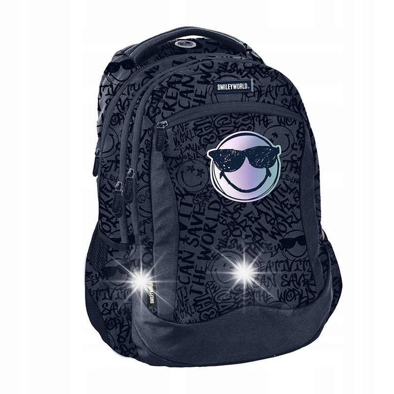 PLECAK SZKOLNY TORNISTER MŁODZIEŻOWY GRANATOWY SMILEY SMILE EMOTIKON