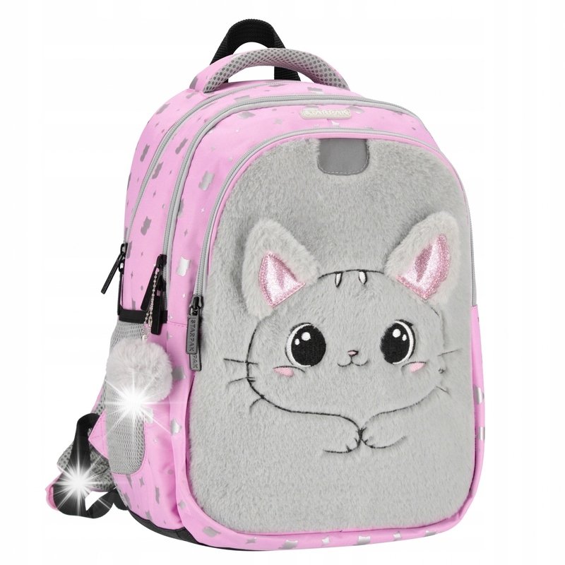PLECAK SZKOLNY TORNISTER DLA DZIEWCZYNKI KLASA 1 3 KOTEK PLUSZOWY KOT USZY