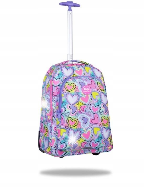 PLECAK SZKOLNY MŁODZIEŻOWY DLA DZIEWCZYNKI NA KÓŁKACH PASTELOWY SERCA