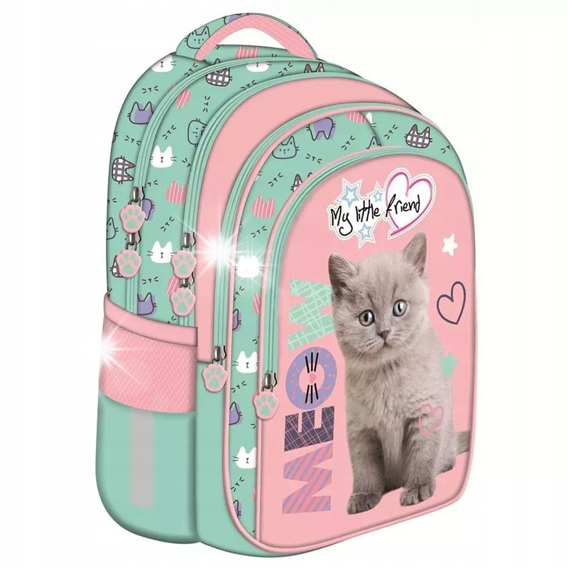 PLECAK SZKOLNY TORNISTER DLA DZIEWCZYNKI KOT KOTEK KLASA 1 3