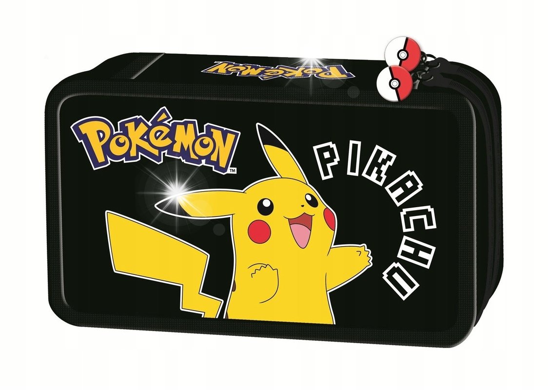 PIÓRNIK SZKOLNY PODWÓJNY DWUKOMOROWY Z WYPOSAŻENIEM POKEMON PIKACHU