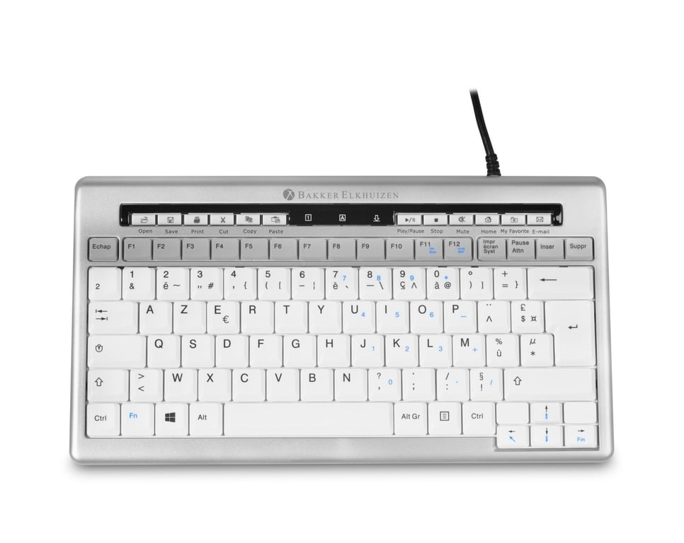 BakkerElkhuizen S-board 840 klawiatura Biuro USB AZERTY Francuski Jasny Szary, Biały BNES840DFR