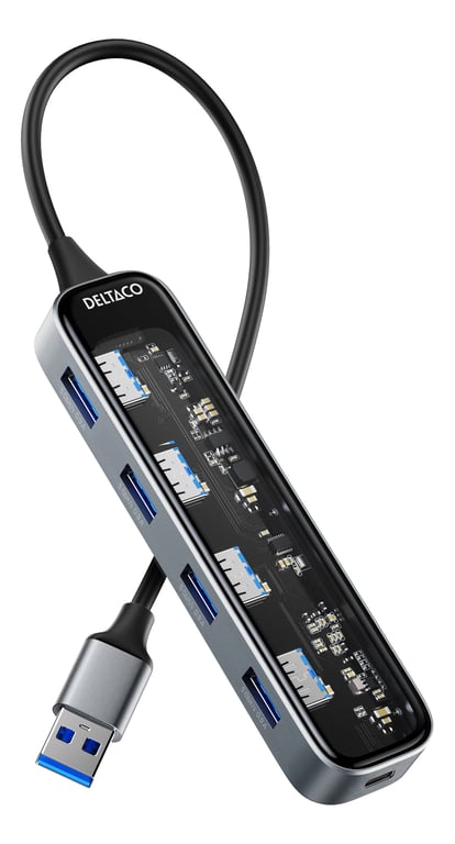 Deltaco UH-736 huby i koncentratory USB 3.2 Gen 1 (3.1 Gen 1) Type-A 5000 Mbit/s Czarny UH-736