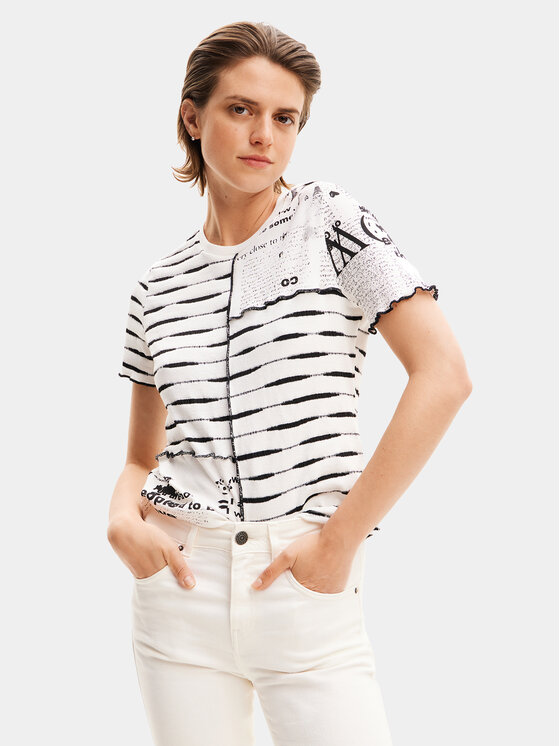 Desigual T-Shirt Lou 24SWTKA8 Biały Regular Fit
