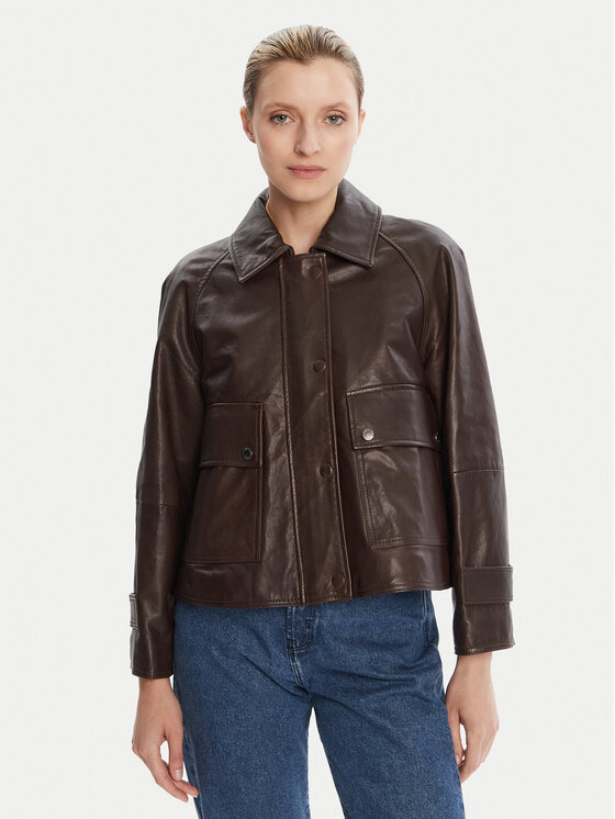 Weekend Max Mara Kurtka skórzana Berbice 2525446021 Brązowy Regular Fit
