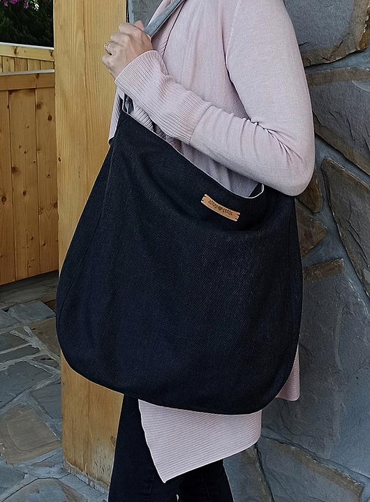 Duża czarna pleciona torba boho XXL na ramię