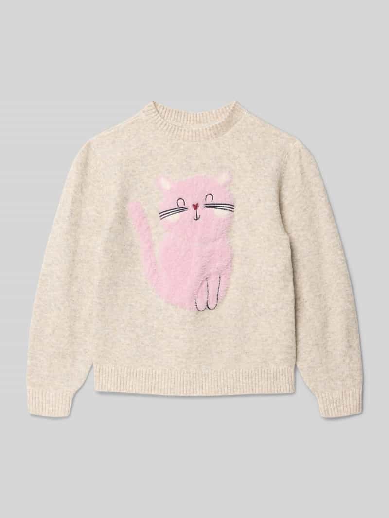 Sweter z dzianiny o luźnym kroju z artystycznym haftem