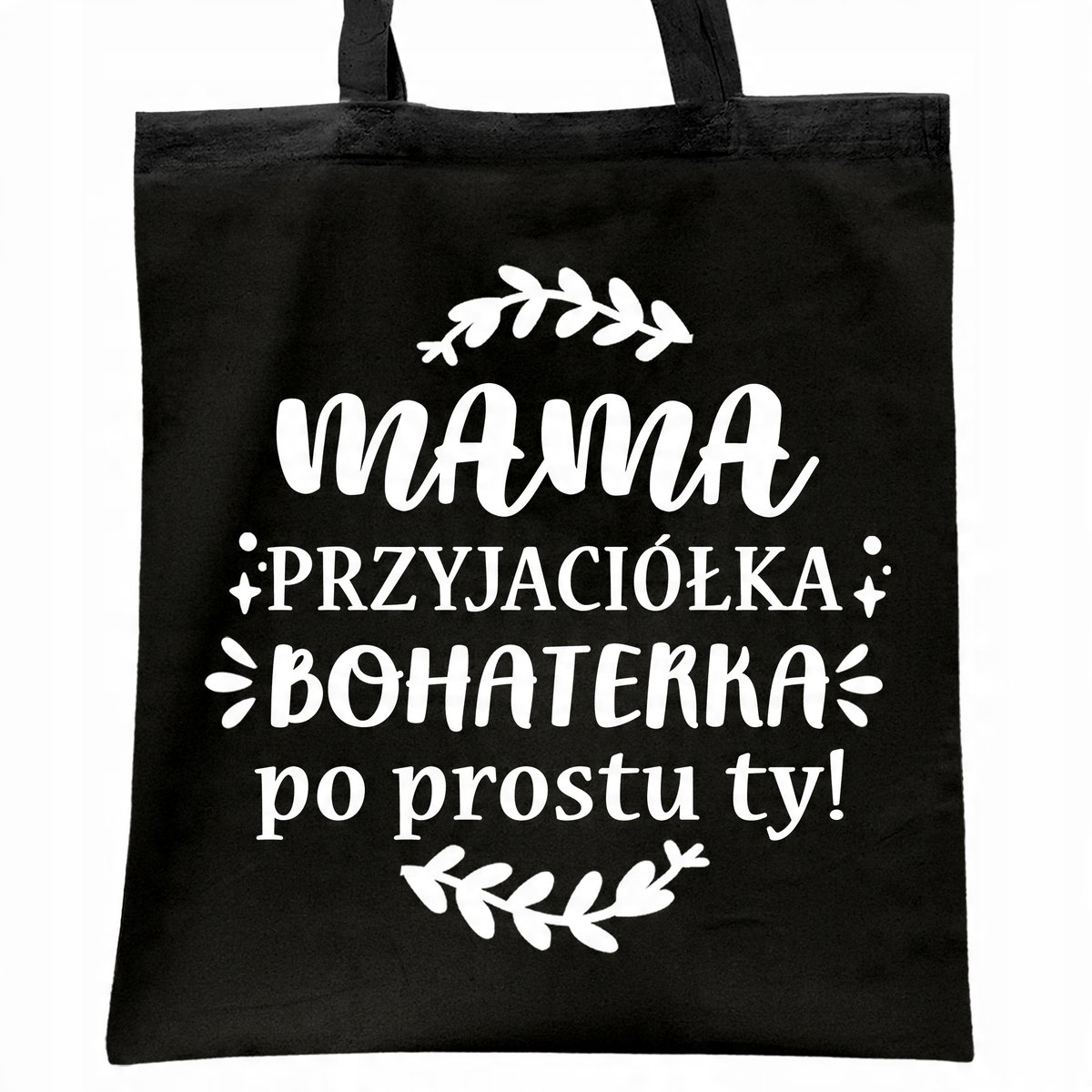 Torba bawełniana czarna na zakupy Dzień Matki Dla Mamy Prezent