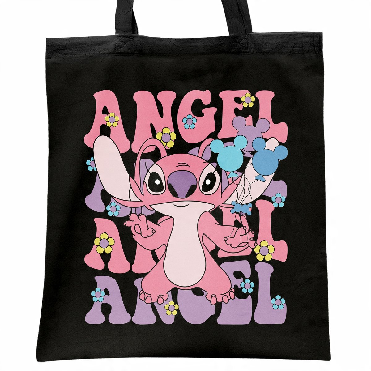 Torba bawełniana czarna na zakupy Stitch Lilo i Stich Dla Fanów