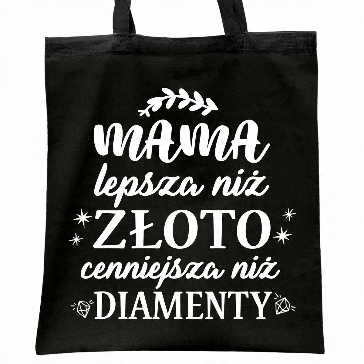 Torba bawełniana czarna na zakupy Dzień Matki Dla Mamy Prezent