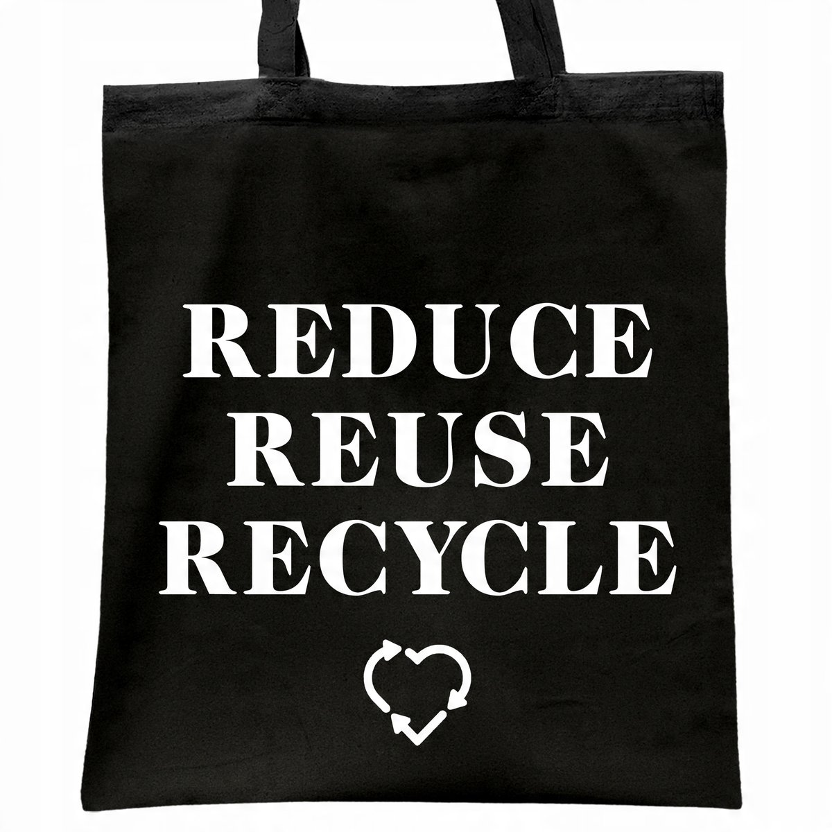 Torba bawełniana czarna na zakupy Reduce Reuse Recycle Ekologia