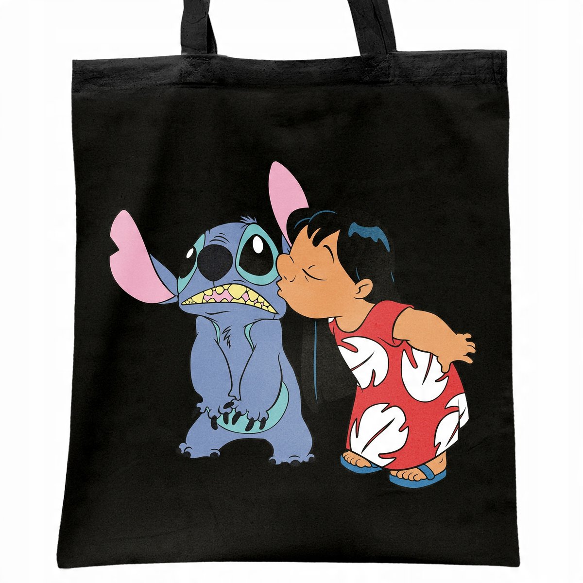 Torba bawełniana czarna na zakupy Stitch Lilo i Stich Dla Fanów