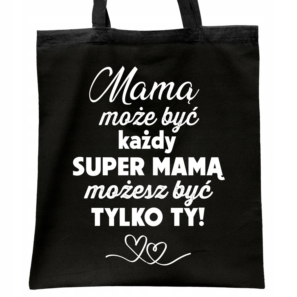 Torba bawełniana czarna na zakupy Dzień Matki Dla Mamy Prezent