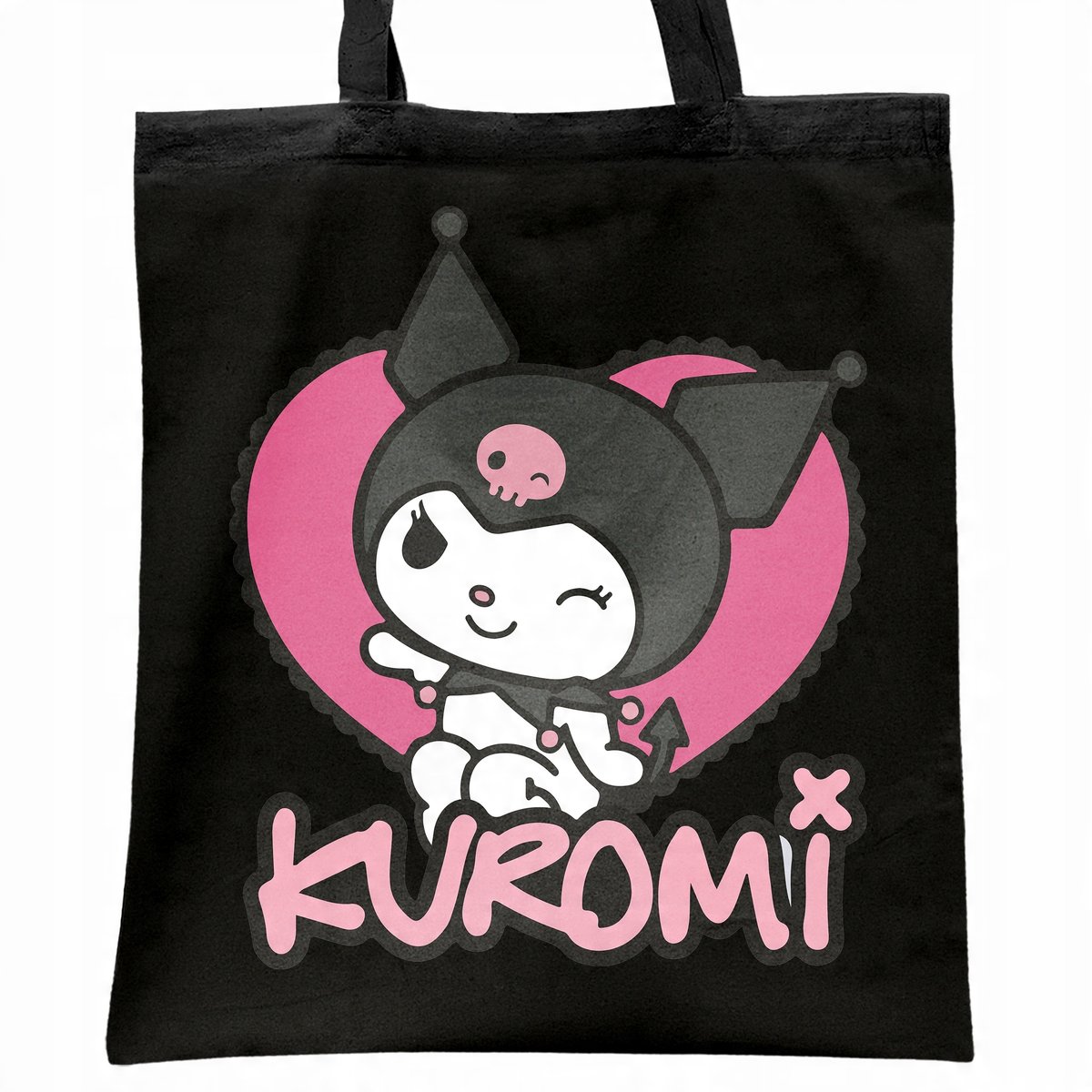 Torba bawełniana czarna na zakupy KUROMI ONEGAI MY MELODY Anime