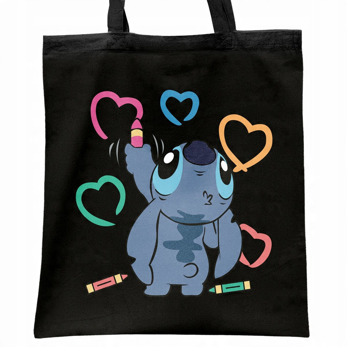 Torba bawełniana czarna na zakupy Stitch Lilo i Stich Dla Fanów