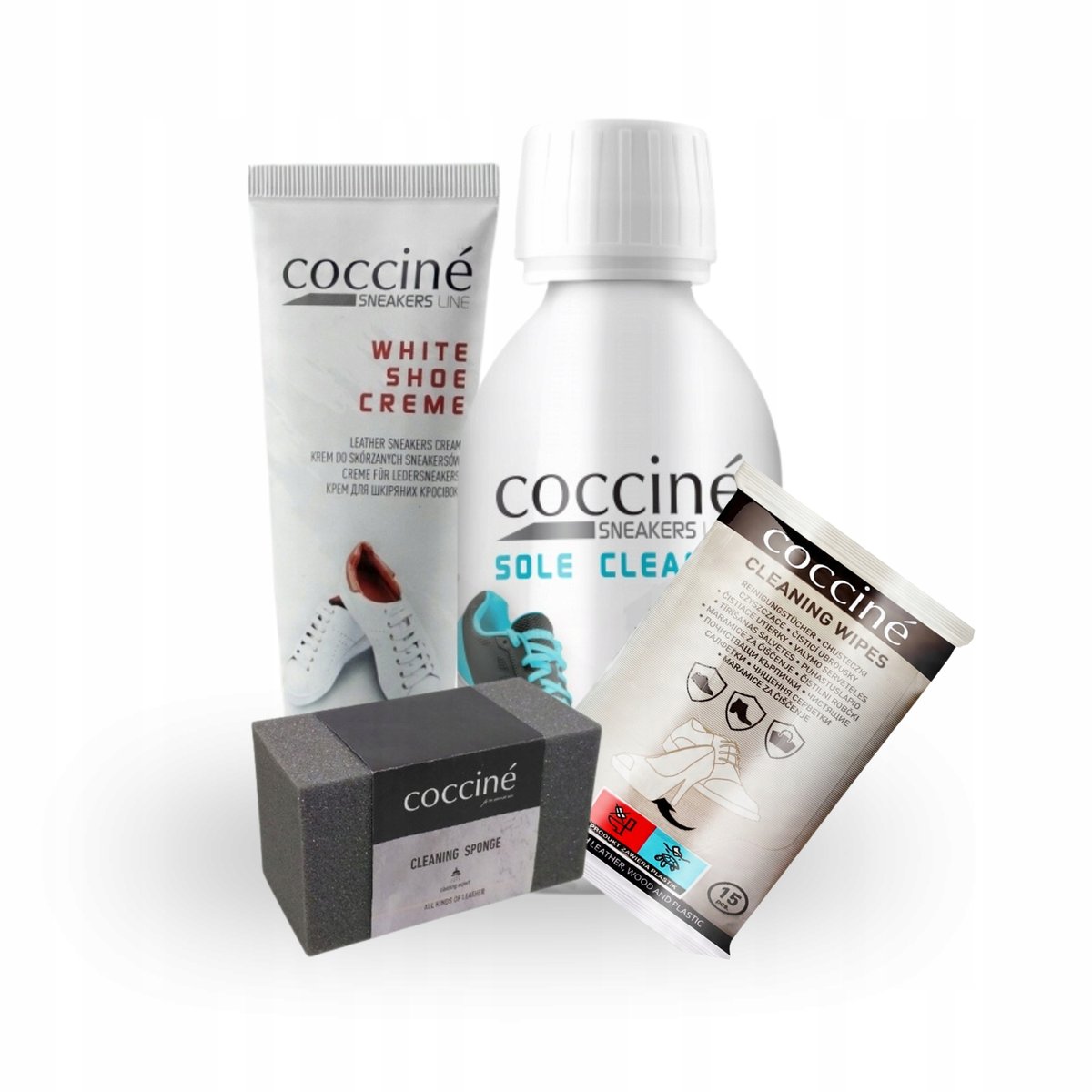 Sneakers Cleaner i White Shoe Creme z Chusteczkami i Gąbką Zestaw 4w1
