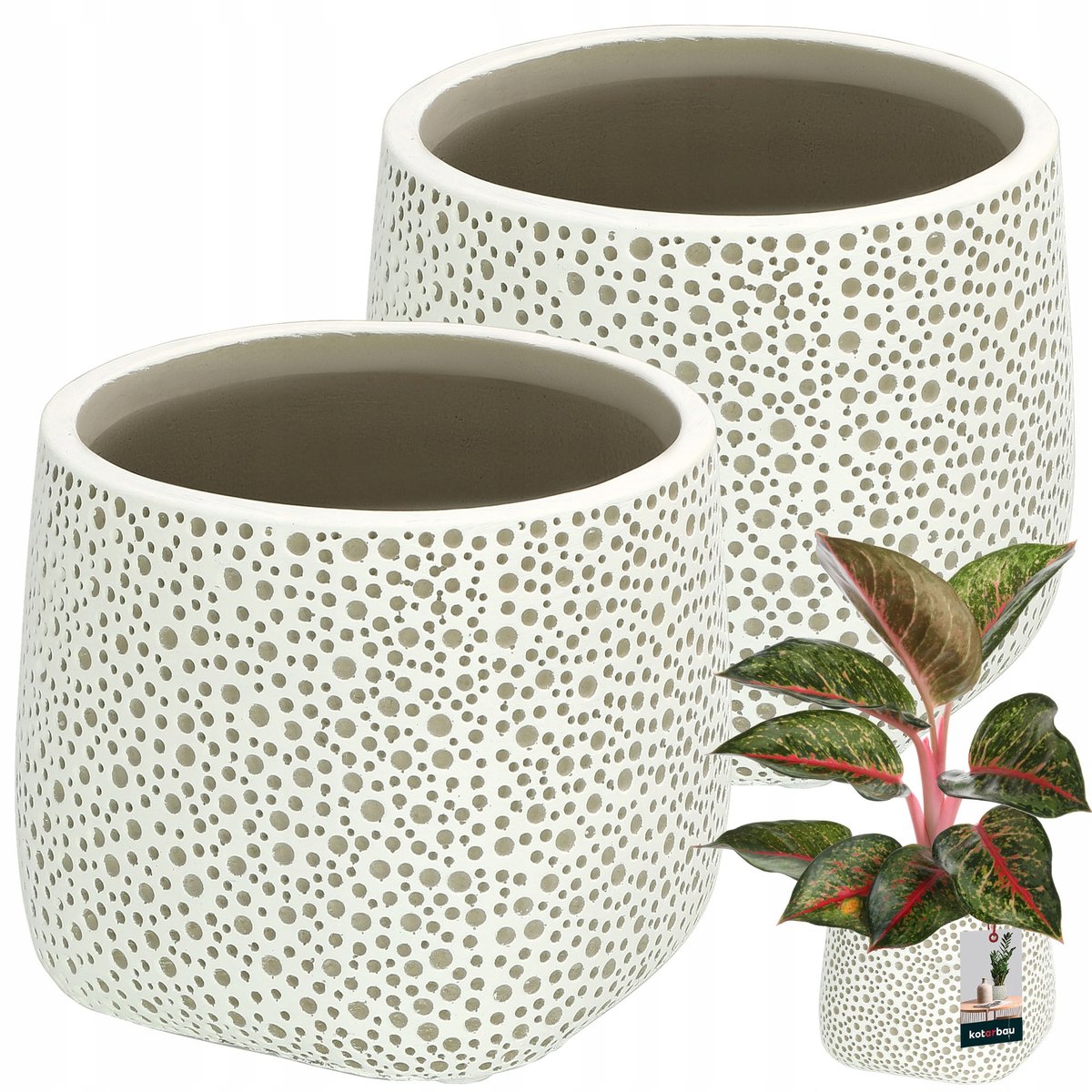 ZESTAW 2X DONICA DONICZKA OSŁONKA ⌀ 12,5 CM SZARA MATOWA CERAMIKA NA KWIATY